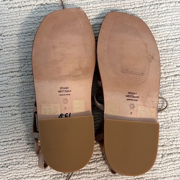 STUART WEITZMAN Kora Women’s 8 Tan Sandals Gladiator Lace Up Shimmer Vacation - Picture 7 of 11
